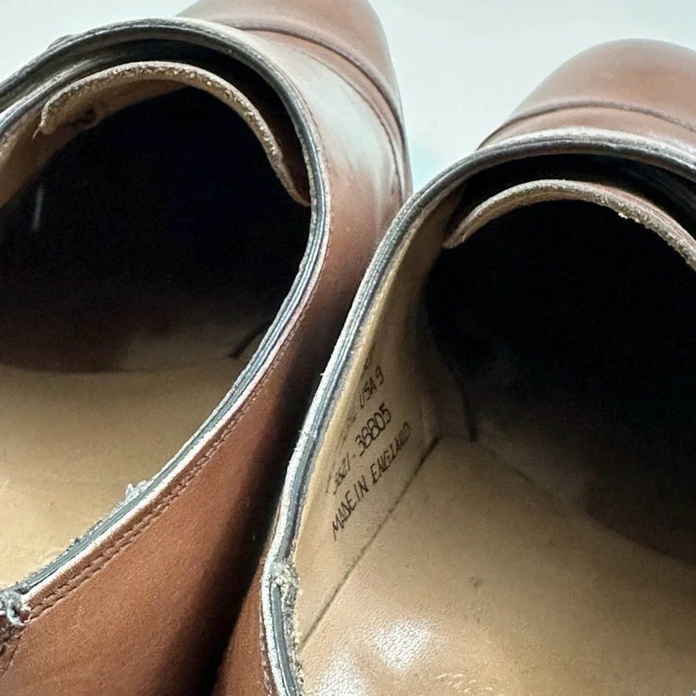 Alfred‎ Sargent J Crew Double Monk Strap Shoes 9 Chestnut Brown Leather England